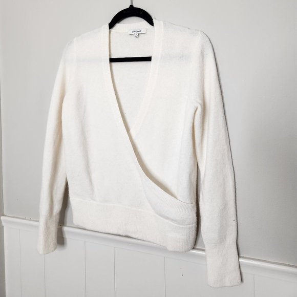Madewell Sweaters - MADEWELL Cream Wrap-Front Pullover Coziest Yarn